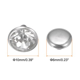 sourcing map 200pcs Crystal Rivets 10mm Rhinestone Rivets Rapid Stud Rivets for Clothing Leather Crafting Fabric Arts Crafts Decoration Leathercraft DIY Leather-Craft, White Clear