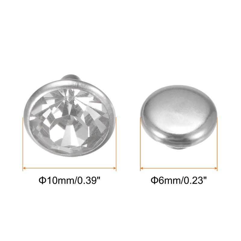sourcing map 200pcs Crystal Rivets 10mm Rhinestone Rivets Rapid Stud