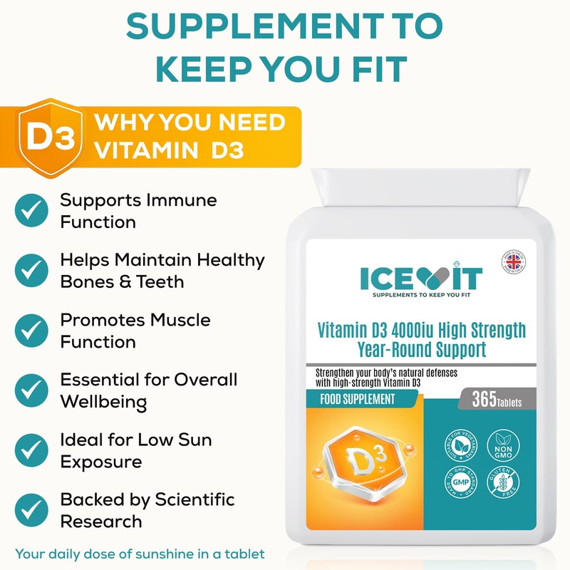 Vitamin D 4000IU 365 Vegetarian Tablets | High Strength Cholecalciferol