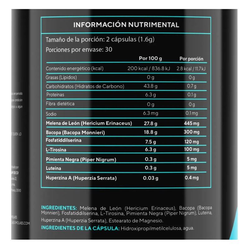 Dumo Labs Focus Boost Hongo Melena De León 60 Cápsulas