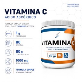 Vitamina C 1 g 80 porciones | Essentials Innovation | 0 azucar.