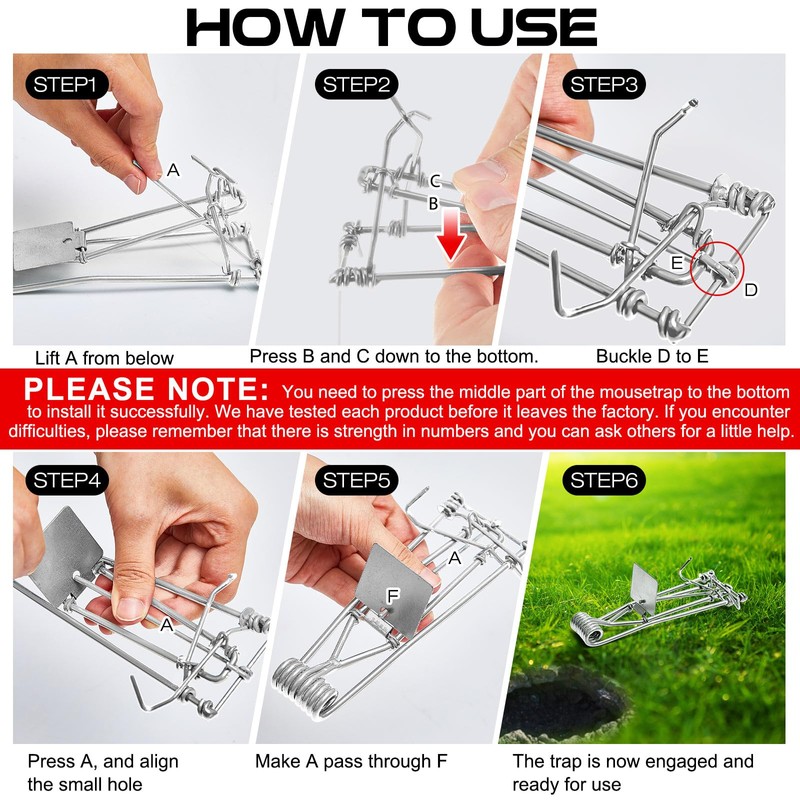 Qualirey 4 Pcs Gopher Trap with Chain Gopher Killer Vole
