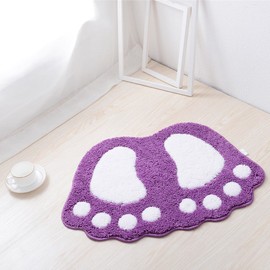 ele ELEOPTION Non Slip Bath Mat, Fast Dry Bathroom kitchen Mats Lovely Feet Patterned Soft Comfortable Water Absorbent Stylish Non-Slip Backing for Bedroom, Kitchen, Hallway, Doorway, 67x48CM, Purple