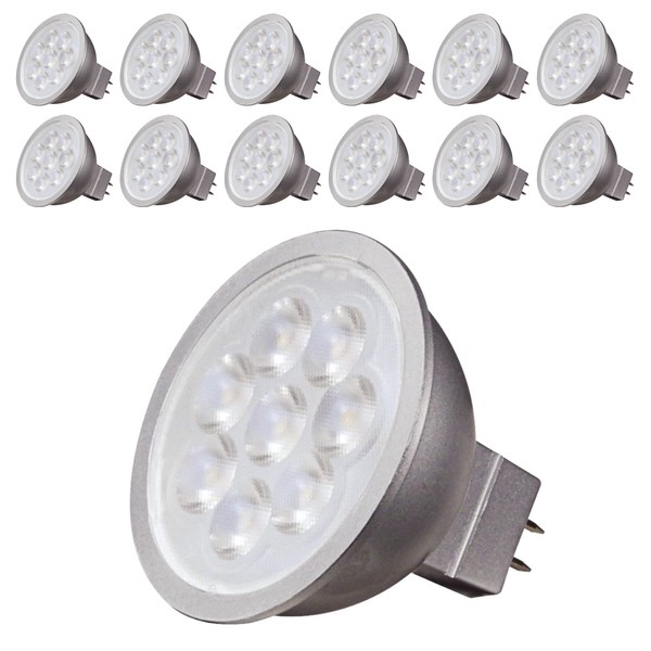 Satco S9499; MR LED Lamps 6.5 Watt; LED MR16 LED; 5000K; 40 deg. Beam Angle; GU5.3 Base; 12 Volt AC/DC; Directional Enclosed Lamp; Damp Location; Warranty: 5 Year Limited - 10 hr per Day (12 Pack)