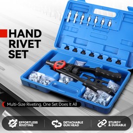 Auto Dynasty 13" Rivet Nut Tool Set, 80pcs Hand Rivet Hand 3-in-1 Tool Kit Set with Metric and SAE Mandrels for Home Household Office Warehouse