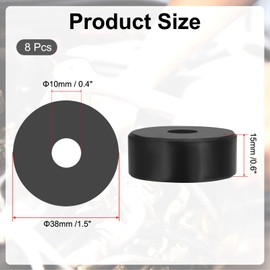 PATIKIL Vielseitiger Gummispacer, 8 Stück 10 mm Innendurchmesser x 38 mm Außendurchmesser x 15 mm Dicke Neopren Runde Anti-Vibrations Isolationspads Isolator Gummibuchsenn