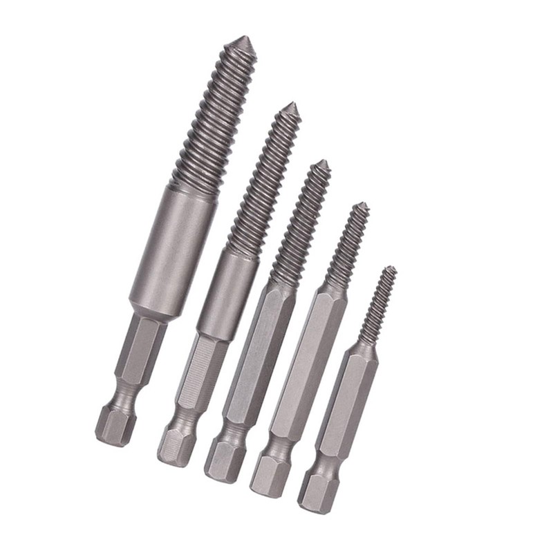 Bolts Remover, 5pcs Broken Screw Extractor Hex Shank Fine Teeth