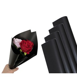 BEAUTOPE Flower Wrapping Paper Waterproof Floral Bouquet Wrapping Papers (Dark Black, 20 Sheets)
