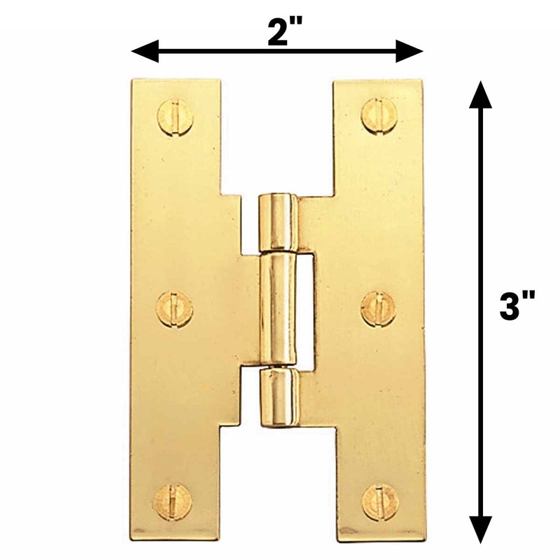Renovators Supply Manufacturing Brass H Cabinet Hinges, 3 Inches, Modern,
