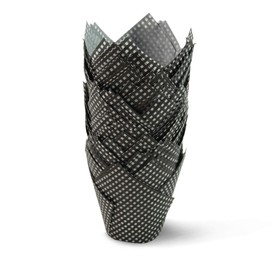Black Check Medium Size Tulip Baking Cups Cupcake Liners Muffin Liners Greaseproof Paper 100