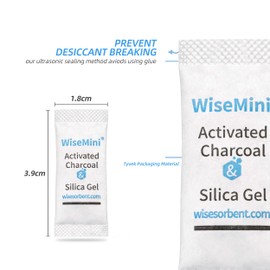 Wisesorb 500Pcs 0.5g Desiccant Deodorizer Sachet, High Absorption Capacity for moisture & odor, Food Safe Silica Gel & Coconut Shell Activated Carbon Packs for Storage
