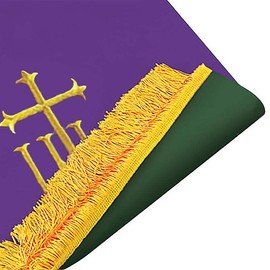 Murphy Robes Scarves-Reversible Lectern Banner Sanctuary Pulpit Scarf, 17 x 36-Inch, Green/Purple-IHS/Trefoil IHS on Cross
