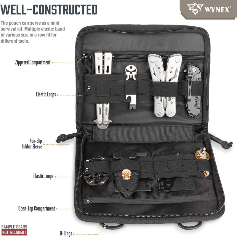 WYNEX Tactical Folding Admin Pouch, Molle Tool Bag of Laser-Cut