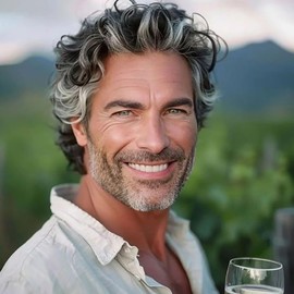 Dsimeig Men's Wig Grey Short Highlight Layered Wavy Cosplay Wigs for Men