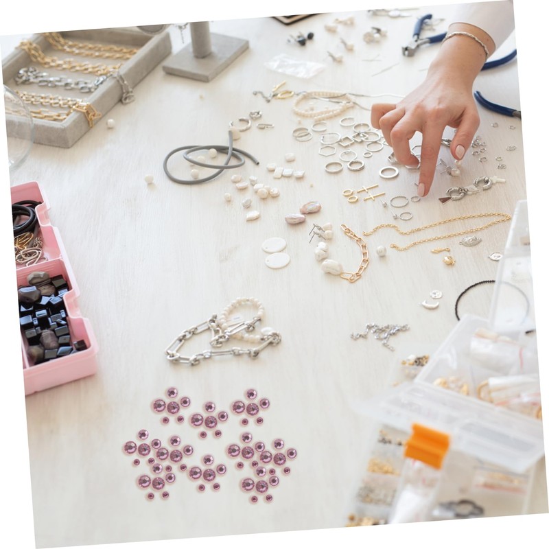 LALAFINA Cherry Blossom Pink Flatback Rhinestones Round Gems for DIY