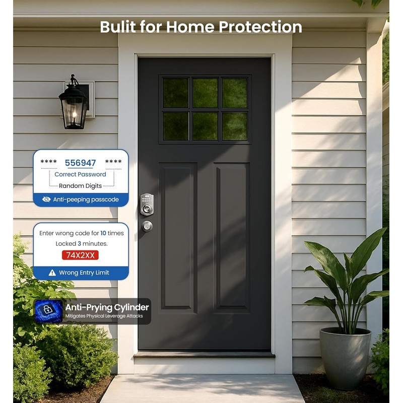 Veise Keypad Door Knob Lock, Keyless Entry Digital Lock with