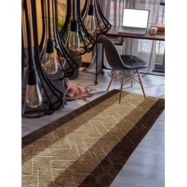 BestHomeCustom Custom Size Hallway Runner Rug Brown-Beige Color 31 inch Wide Select Your Length Non-Slip (Skid Resistance) Rubber Backing 3 feet x 31 inch
