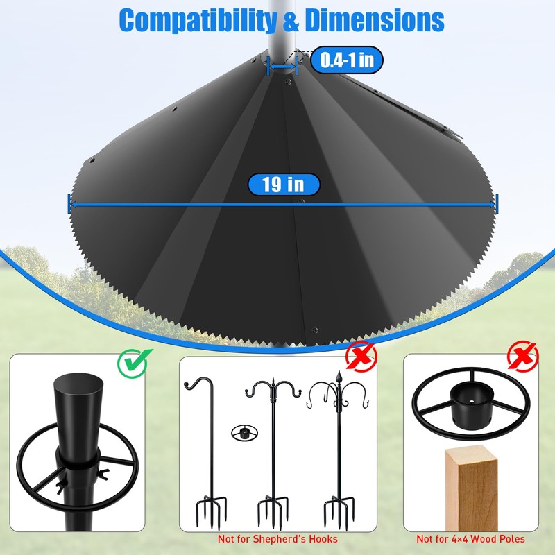 Squirrel Baffle for Bird Feeder Pole - Dynamic Steel Spring-Loaded