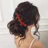 BERYUAN Women Girls Red Rhinestone Hair Comb Teardrop Rhinestone Wedding