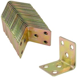 24 PCS L-Shaped Brackets,Furniture Cabinet Hardware Corner Braces,Zinc-Plated Angle Brackets