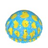 Yellow Rubber Ducks Shower Cap For Women Adjustable Double Waterproof