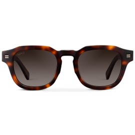 WMP Eyewear - Men's Polarized Sunglasses: Geometric Frame Design, 5-Barrel Hinges, Tri-Acetate Lenses, Dashed Rivet Accents, Havana Tortoise / Brown Gradient Lens