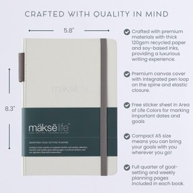 Quarterly Undated Goal-Setting + Weekly Planner, Makselife (Cream)