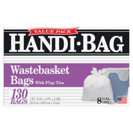 Webster HAB6FW130 Handi Bag 8 Gallon Super Value Pack Waste Basket Bag, 0.6 Mil, 24" Height x 22" Width, White (Case of 130)
