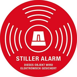 Sticker Warning "Silent Alarm This Object Is Electronically Secured" Notice Sign Foil Diameter 5-30 cm Red Made in Germany Size: Diameter 30 cm