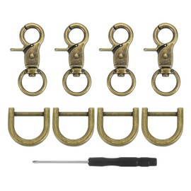 sourcing map 4Pcs Swivel Snap Hook, 13mm(1/2") Trigger Snap with D Ring Heavy Duty Metal Lobster Claw Clasp Lanyard Clips for Straps Bags Belting Leathercraft, Bronze