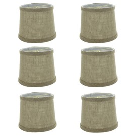 Upgradelights 6 Inch Set of 6 Burlap with Trim Drum Shaped Chandelier Lamp Shades 5x6x5