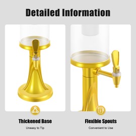 BEACCOSS 3L Capacity Beer Tower Beverage Dispenser - Ideal for Margaritas, Mimosas & More | Features Tap, LED Colorful Lights & Freeze Ice Tube to Keep Drinks Cold