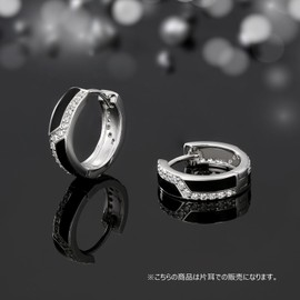 KRKC & CO Hoop Earrings, Single Ear, Men's Earrings, Black, 0.6 inches (15 mm), 925 Silver, Hypoallergenic Metal, 14K Gold Plated, Zirconia, Round Hoop, Black, Simple, Unisex, Sterling Silver Cubic