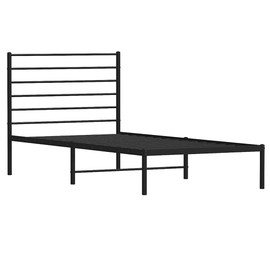 vidaXL 12 Inch Twin XL Metal Bed Frame with Headboard, No Box Spring Needed, Noise Free Platform Bed Frame with Steel Slats, Easy Assembly, Under Bed Storage, Minimalist, Black