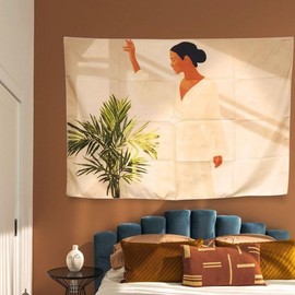 fabric large poster plants and women M