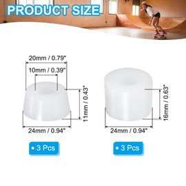 PATIKIL Skateboard Bushings, 2 Set 90A PU Long-Board Truck Bushings Rebuild Kit for Skateboard Parts, White