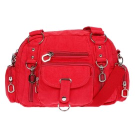 Christian Wippermann Women's Handbag Shoulder Bag Canvas Shopper Crossover Bag, red