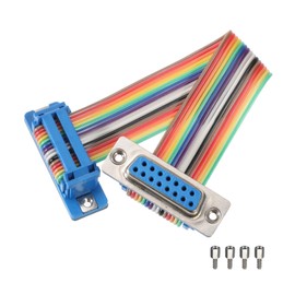 sourcing map IDC Rainbow Wire Flat Ribbon Cable DB15 Male to DB15 Female 3.9 Inch Length 2.54mm Pitch Breadboard Jumper Wires for Electronic Projects