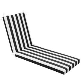YEFU Chaise Lounge Cushions Outdoor: 72 x 21 x 3 Inch Waterproof Fade-Resistant Lounge Chair Cushion for Outdoor Furniture - Pool Lounger Pads with Ties for Patio(Black Cabana Stripe)