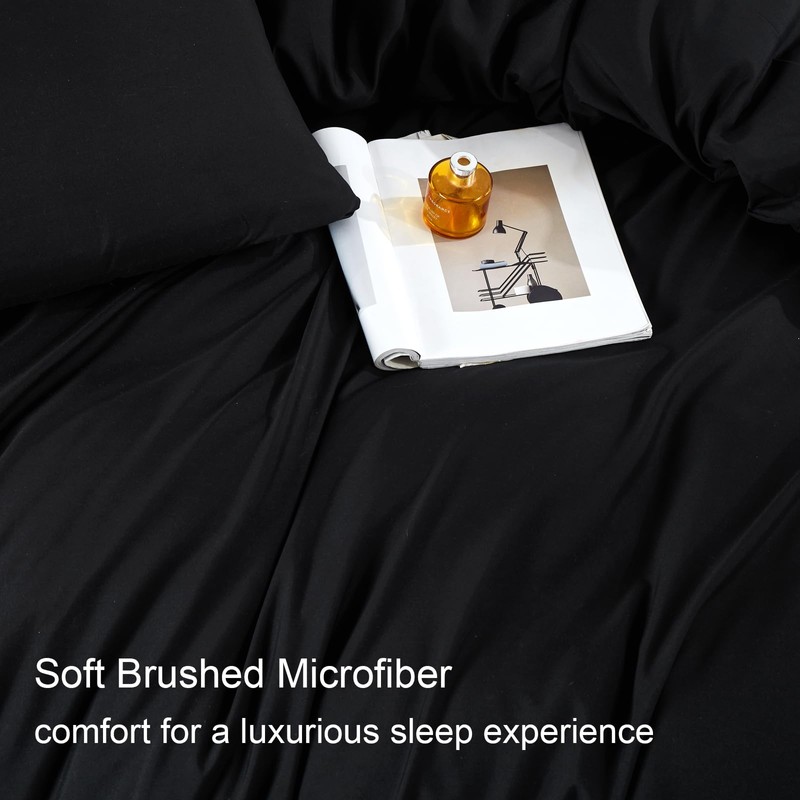 Soifox King Size Fitted Sheet Black - Bed Sheets with
