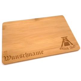 Samunshi® Wooden Board with Engraving Glück Auf Zeche Zollverein Made of Bamboo Breakfast Board Wooden Chopping Board Kitchen Vesperbre