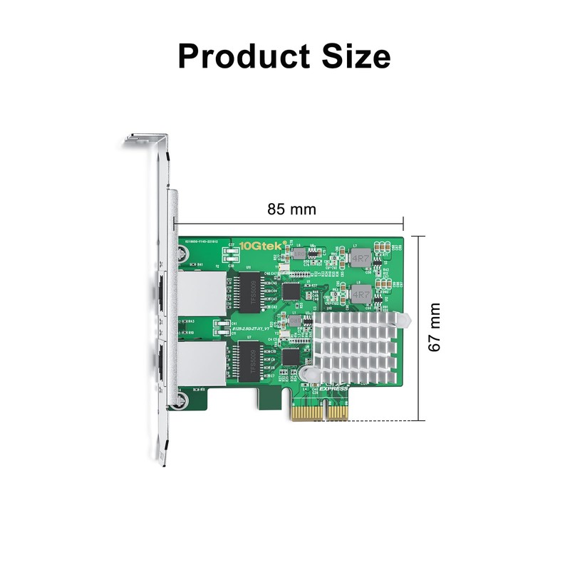 100M/1000M/2.5G NIC Network Card, Dual RJ-45 Port, with Realtek RTL8125BG