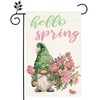 Gnome Hello Spring flowers Garden Flag 12x18 Inch Double Sided