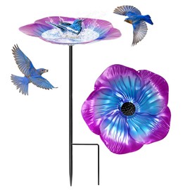 Standing Bird Bath, Garden Bird Bath, Bird Bath for Outdoors, Bird Feeder and Bird Bath, Standing Bird Bath, Standing Bird Bath with Ground Spike, Standing Bird Bath for Garden (Purple)