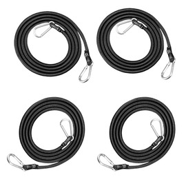 4 Pcs Bungee Cords with Hooks, Heavy Duty Bungee Cords with Carabiner Clip Outdoor, Elastic Bungee Straps Bungee Tie Down Straps for Cart, Bike Rack, Camping, Trunk (8mm*1m, Black)