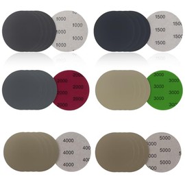 EUYKQNOI Pack of 30 Sandpaper 75 mm, Wet/Dry 1000-5000 Grit, Sanding Attachment for Cordless Screwdriver/Random Orbital Sander, Car/Metal/Wood Polishing (6 Grits, 5 Sheets Each)