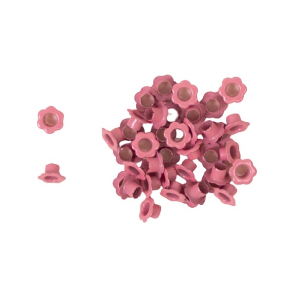 Craftelier - Lot de 40 Oeillets à Fleurs | Idéal pour le Scrapbooking et le Bricolage | Valable pour Différents Matériaux | Taille de 5 mm à l'intérieur et 10 mm à l'extérieur - Couleur Rose Bubblegum