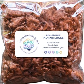 Real Mohair Locks. Organic Hand Dyed Wool Fiber for Doll Hair and Wigs, Felting, Blending, Spinning, Wallhangings and Embellishments. Caramel, 1 Ounce (28g)
