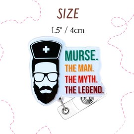 Murse Badge Reel Male Men Nurse Badge Reel ID Retractable Holder Alligator Clip Lanyard Nursing Nurses Reels Gift Funny Doctor Students Graduation Appreciation Supplies Week Accessories Office Gifts