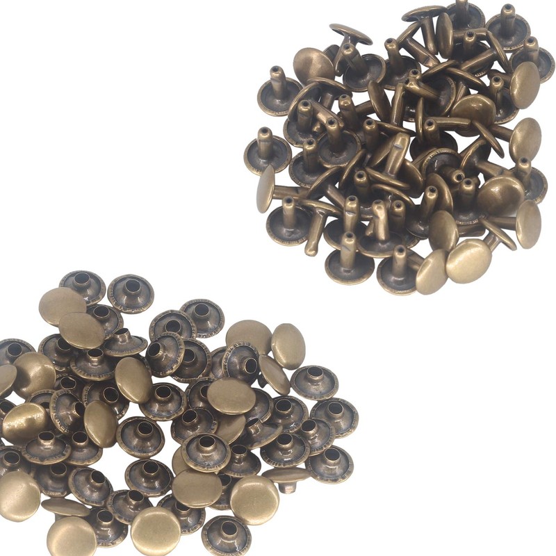 WedDecor Double Cap Leather Rivets 7mm Snap Fastener Tubular Metal